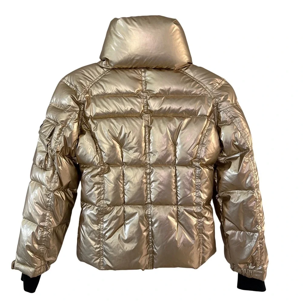 SAM New York Girls Sz 10 Freestyle Down Puffer Jacket Gold Metallic Kids Coat